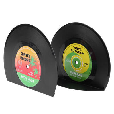 

2pcs Creative Vinyl Record Shaped Book Shelves Holders School Office Gifts