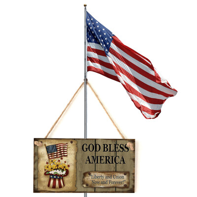 

Toponeto American 4th of July Independence Day Wooden Plaque Sign God Bless America