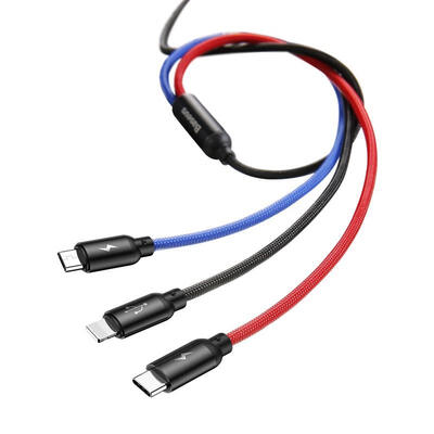 

Baseus Multi Charging Cable 3 in 1 Braided Fast Charger Cord for iPhone x Sumsung Galaxy S10 - 30cm-30cm
