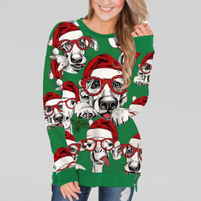 

Tailored Women Fashion Christmas Print Long Sleeve Sweatshirt Hoodie Top Blouse