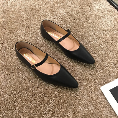 

Point single shoe female Xia Han edition Baitao one word belt flat bottom fairy shoe fashion shallow mouth Mary Jane shoe tide