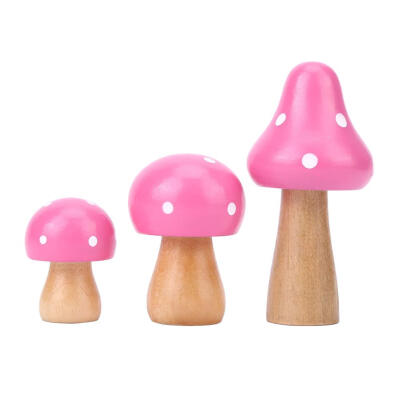 

3pcsSet Cute Wood Painting Mushroom Ornaments Crafts Miniatures Home Decor