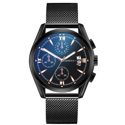 

RM Three-eye Large Dial Watch Mens Business Fashion Quartz Leather Belt Watch