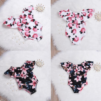 

Newborn Infant Baby Girl Off Shoulder Bodysuit Floral Romper Outfits Sunsuit NEW
