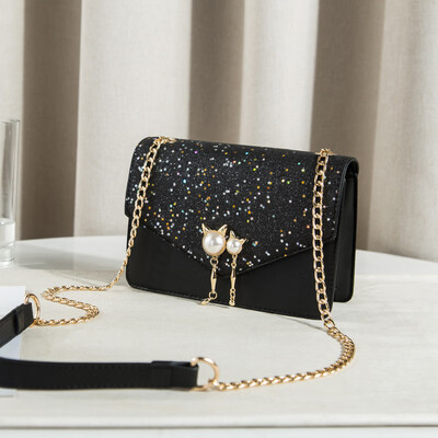 

Ins super hot little girl 2019 fashion one shoulder foreign gas oblique satchel chic chain small square bag