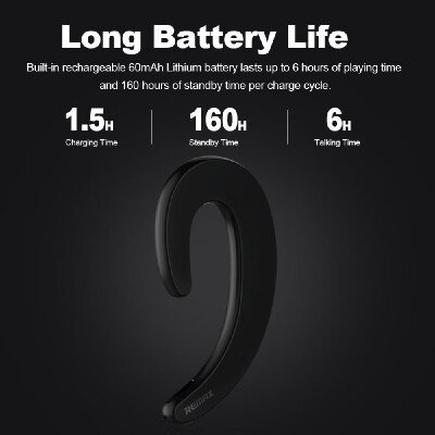 

Remax RB-T20 Bluetooth Headphones Ultrathin Business Headset Sports Earphone Painless Ear-hook Hands-free with Mic