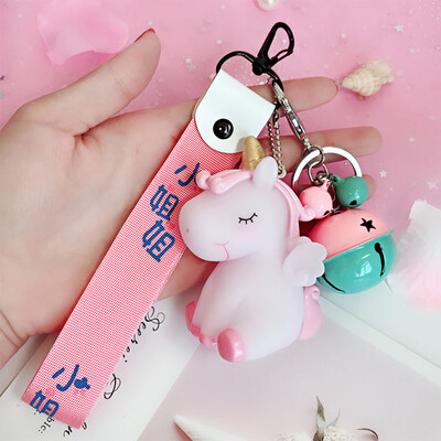 

Can Make A Sound Unicorn Wristband Bell Bag Pendant Couple Doll Keychain