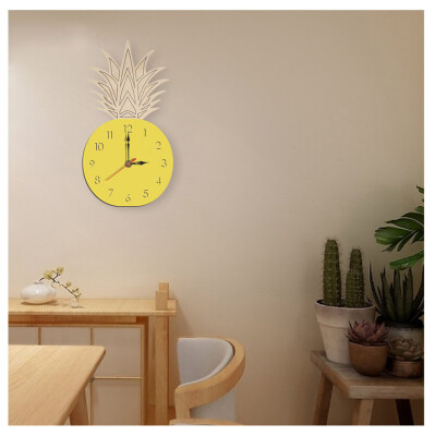 

Gobestart Nordic Style Fruit Wall Clock Silent Wooden Clock for Home Living Room