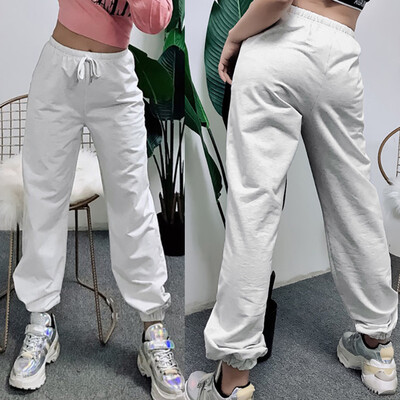

Fashion Women Solid Lacing Thicken Sport High Waist Casual Loose Beam Foot Pants