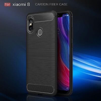 

Phone Case Carbon Fiber Wire Drawing TPU Phone Protection Cover Simple Lightweight Mobile Phone Protector for Xiaomi 8SE