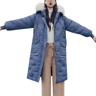 

Toponeto Women Fashion Outerwear Long Cotton-padded Jackets Pocket Faux Fur Hooded Coats
