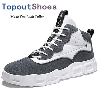 

TopoutShoes Men Elevator Skateboarding Shoes High Top Height Increasing Sneakers Make You Taller 28Inch 7cm