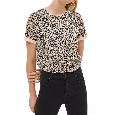 

Fashion Loose Women T-Shirt Short Sleeve Leopard O-Neck Leisure Summer Tops