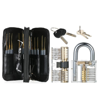 

24pcs Lock Unlocking Picking Set Kit Tool with Two Transparent Practice Training Padlock Lock for Locksmith Beginners&Professi