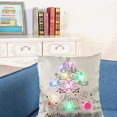 

Gobestart The New Color Lights Christmas Pillow LED Lights Pillow Creative Printing LinenA