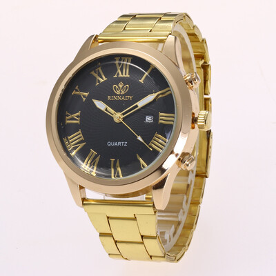 

Wish hot fashion mens watch Roman scale large dial calendar alloy steel belt quartz watch men
