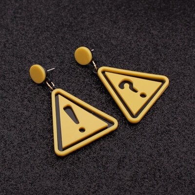 

EK473 Unique Design Big Triangle Drop Earrings Simple Fashion Resin Question & Exclamation Mark Symbol Earring Jewelry Gift
