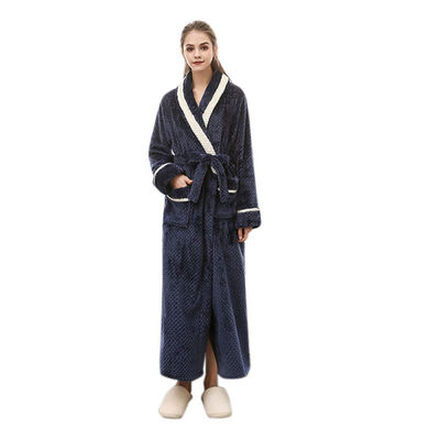 

Women Long Thick Flannel Robe Solid Color Robe Long Lace Up Bathrobe Pocket Robes Plus Size -2XL