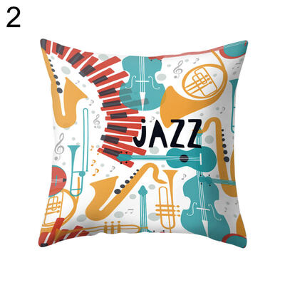 

Jazz Music Drum Cello Tuba Pillow Case Cushion Cover Bed Car Cafe Office Decor