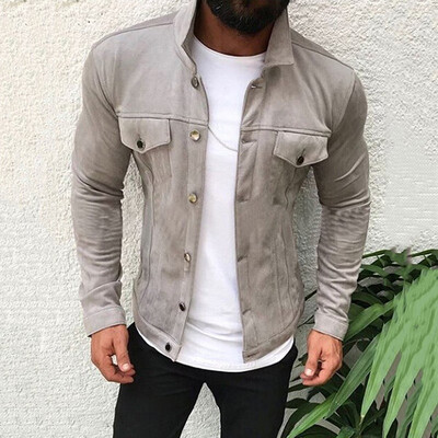 

2019 Mens Unlined Cotton Fitness Jacket Slim Fit Coat Long Sleeve Outerwear