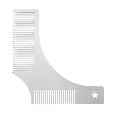 

Silver Steel Beard Styling Mold Plastic Moustache Shaving Comb Salon Tools