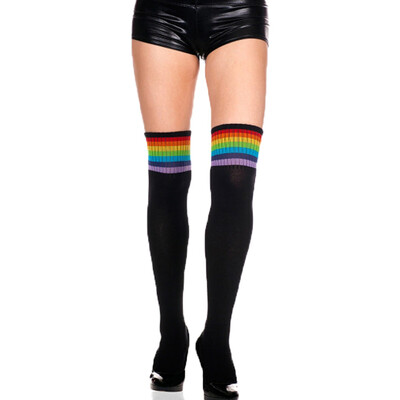 

Women Cable Knit Long Stripe Socks Over Knee Thigh High School Girl Stocking New