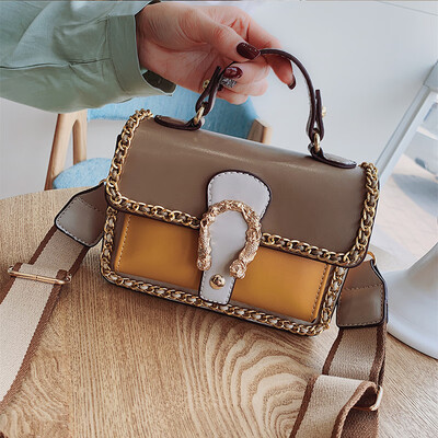 

Advanced sense bag female 2019 new wave fashion hit color ocean chain wild broadband shoulder slung small square bag