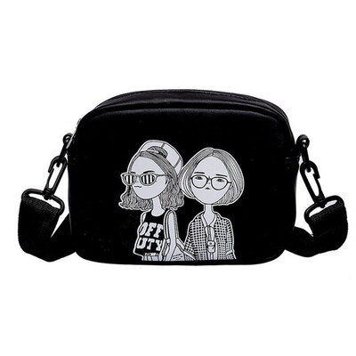 

New Women Fashion Girls Casual Cartoon Pattern Satchels Crossbody Bag Portable Messenger Small Square Handbag