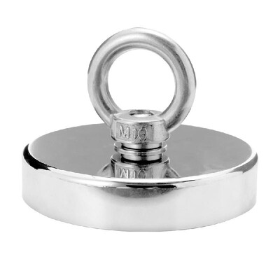 

90mm Diameter Strong Salvage Magnet Pot Fishing Magnets Deep Sea Hook Neodymium Treasure Hunter with Eyebolt Combined 400kg Pullin
