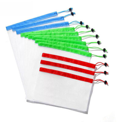 

121518Pcs Reusable Drawstring Net Mesh Storage Bag Vegetable Fruit Organizer