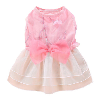 

Pet Dog Summer Embroidered Knot Bow Tutu Dress Pet Clothes Princess Dress Clothing Accessories for Puppy Decoration
