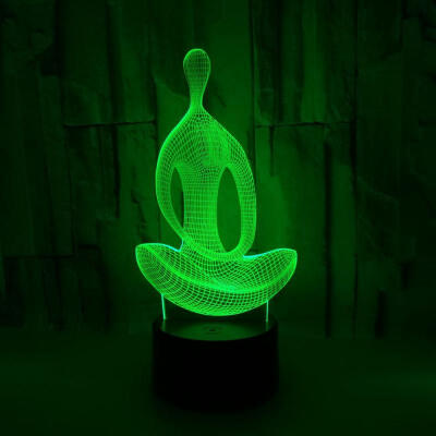 

Yoga LED Meditation Of Night Light Bedroom Illusion USB 3D Lamp Livingroom Bedside Decor