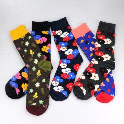 

5 Pairs Colorful Personality Funny Women Men Unisex Plant Socks Flower Leaves 2018 Fancy Happy Socks Cotton Cozy Socks Female