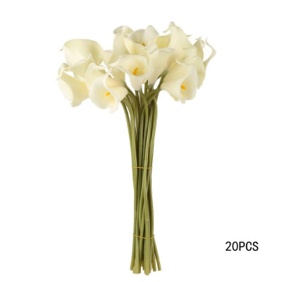 

20pcs Calla Bridal Wedding Bouquet Latex Real Feeling Flower Milk White