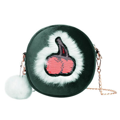 

Cute Velvet Chain Shoulder Cherry Round Messenger Bags Women Crossbody Bag