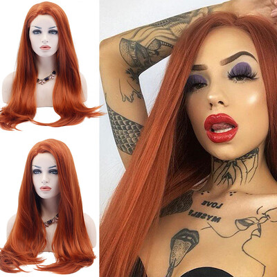 

〖Follure〗Womens Fashion Front lace Wig Short Wave Orange Natural Looking Cury Wigs