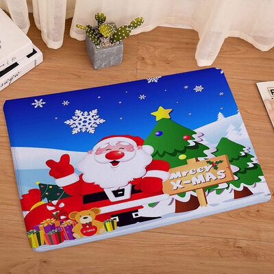

2020 New Year 7 Styles Santa Claus Christmas Flannel Door Mat Floor Mat Bathroom Home Absorbent Non-Slip Carpet Mat