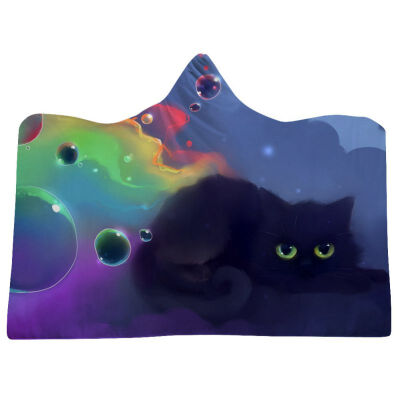 

Winter Thick Cat Pattern Hooded Blanket Fleece Wearable Blanket Blanket Clear Scenic Warm Super Soft Throw Blanket Perfect Gifts