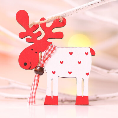 

FUNNYBUNNY 2PCS Christmas Wooden Elk Pendant Christmas Tree Ornaments Christmas Decorations Colored Deer Ornaments