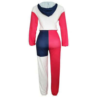 

Women Bomber Jacket Pencil Pants Set Color Block Raglan Long Sleeves Sport Tights Gym Fitness Casual 2PCS