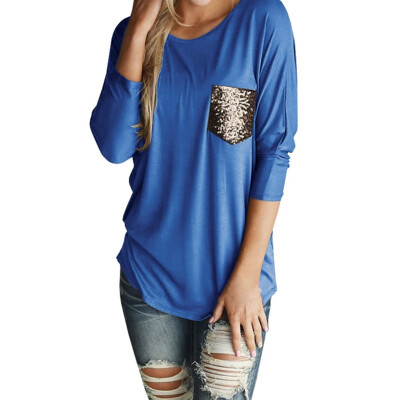 

Pocket Round Neck Long Sleeve T-shirt