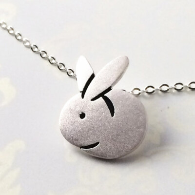 

Cut-Out Easter Rabbit Bunny Sterling Silver Necklace Pendant 925 Rabbit Necklace