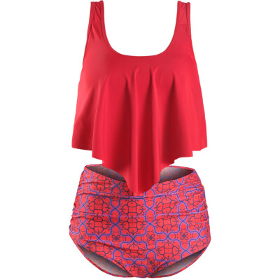 

Saidsome Women Two Piece Plus Size Sexy Backless Halter Dot Printed Swimwear Set