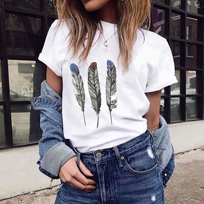 

Starmoon Fashion Womens Loose Short-Sleeved Leaf Print T-Shirt Casual O-Neck Top