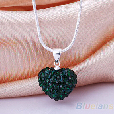 

Women\s Fashion Rhinestones Love Heart Pendant Choker Chain Necklace Jewelry