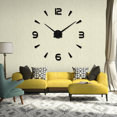 

Siaonvr Modern Large 3D DIY Mirror Surface Art Wall Clock Sticker Home Office Decor BK