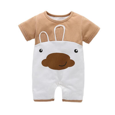 

Cute Bear Print Summer Rompers Kids Girls Boys Short Sleeve O-neck Jumpsuit