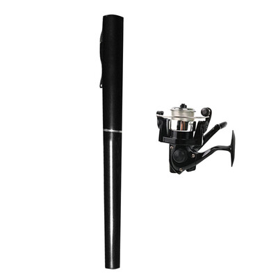 

Saidsome Mini Portable Pocket Fish Pen Shape Aluminum Alloy Fishing Rod Pole Reel Outdoor fishing bait fishing lure