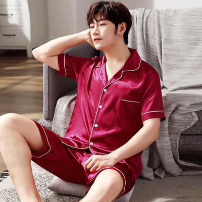 

Faux Silk Pajama Sets Mens Silk Night Sleepwear Plus Size