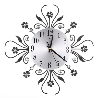 

Vintage Metal Art Mute Wall Clock Crystal Large Wall Watch Clock Home Decor
